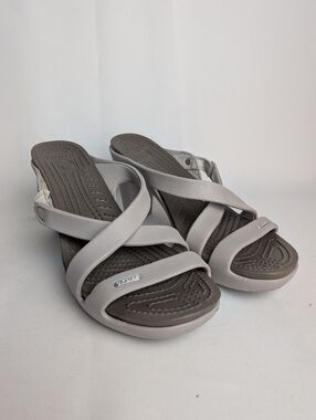 CROCS CYPRUS Women Heel Clog Gray Beige Color Size 9 Rubber Waterproof